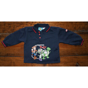 Vintage 90s Toy Story 2 Kids Size 4 Long Sleeve Polo Shirt Buzz Woody Rex Disney